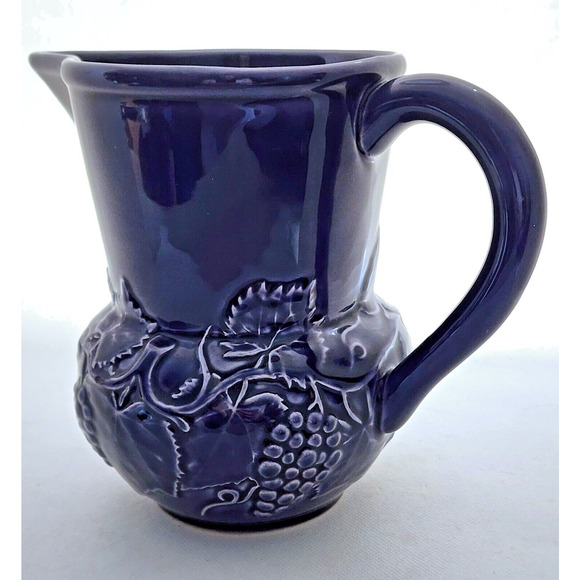 PITCHER/VASE-BORDALLO PINNEIRO-Made In Portugal-Deep Blue/Purple-Shelf Decor - Picture 10 of 13